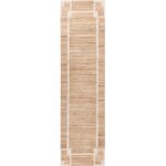 Tapis rectangulaire tiss� avec motif 80 x 300 cm style rustique salon chambre beige clair gondia