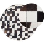 Tapis rond ø 140 cm en cuir patchwork noir et blanc fait à la main très doux bergama Tapis rond ø 140 cm en cuir patchwork noir et blanc fait à la main très doux bergama
