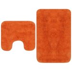 Tapis de salle de bain 2 pcs tapis de bain antid�rapant tissu orange vidaxl