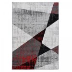 Jadorel - tapis salon et chambre 200x280 gris et rouge tiss� motif g�om�trique rosaline