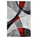 Tapis salon et chambre 200x280 rouge et gris rectangle tiss� motif g�om�trique radule