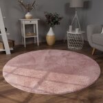 Tapis salon en fausse fourrure pelucheux hautes m�ches doux plusieurs couleurs pink, 80 cm rond - paco ...