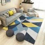 Tapis salon g�om�trique triangles moderne jaune bleu poils courts tapis antid�rapant velours enfants ...