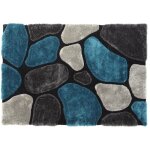 Tapis shaggy  poils longs - turquoise et gris - 120 x 170cm - pietra