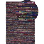 Tapis tress� 140 x 200 cm en coton et polyester noir fabriqu� � la main bartin