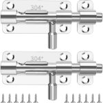 Targette en acier inoxydable, 3 pcs loquet verrou de porte avec vis, boulons de verrouillage de porte, ...