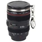 Tasse � caf� avec cuill�re, cam�ra objectif tasse � caf� tasse avec couvercle tambour en acier inoxydable ...