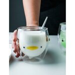 Tasse de caf double paroi isole coupe  lunettes animal mignon th lait tasses cadeau original pour ...