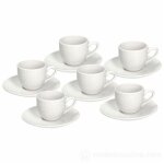Tasse  caf en porcelaine blanche avec soucoupe golf lot de 6