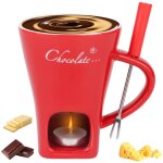 Tasse � fondue au chocolat, c�ramique mini set � fondue avec fourchette et chauffe - bougie tasse chocolat ...