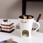 Tasse  fondue ? mini pot  dessert en cramique, chauffe - fromage et chocolat portable, design rsistant ...
