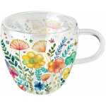 Tasse � th� en verre double paroi 200 ml - printemps vibrant