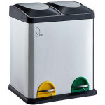 Svita tc2x15 poubelle 30 litres 2x15 à pédale argentée corbeille à papier en inox Svita tc2x15 poubelle 30 litres 2x15 à pédale argentée corbeille à papier en inox