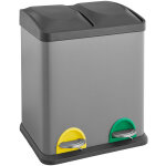 Tc2x15 poubelle grise 30l 2x15 poubelle  pdale corbeille  papier tri slectif acier - svita