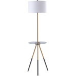 Teamson home - lampadaire tr�pied salon avec tablette en verre chargeur usb blanc dor� myra vn - l00068 ...