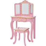 Teamson kids - coiffeuse enfant tabouret miroir en bois rose fantasy fields teamson td - 11670l