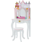 Teamson kids - coiffeuse de jeu dreamland castle avec tabouret, blanc / rose, design enchant