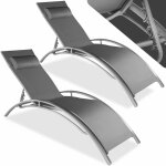 Lot de 2 transats de jardin en acier avec assise en textilène résistant aux intempéries et aux uv Lot de 2 transats de jardin en acier avec assise en textilène résistant aux intempéries et aux uv