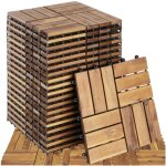 Tectake� lot de 20 dalles clipsables exterieur caillebotis exterieur dalle bois r�sistant aux intemp�ries ...