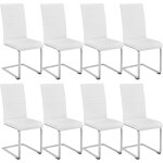 Tectake - lot de 8 chaises rembourres en cuir synthtique ergonomique blanc