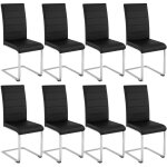 Tectake - lot de 8 chaises rembourrs en cuir synthtique ergonomique noir