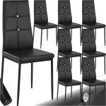 Tectake - lot de 8 chaises avec strass rev�tement en cuir synth�tique noir