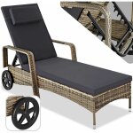 Tectake - bain de soleil m�tal 6 positions avec roulettes -