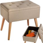 Tectake - banc avec coffre de rangement aspect lin avec rembourrage confortable 51 x 37, 5 x 45, 5 cm ...
