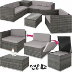 Tectake - canapé de jardin lounge pour 5 personnes - en rotin - gris Tectake - canapé de jardin lounge pour 5 personnes - en rotin - gris