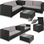 Tectake - canap de jardin siena 4 places avec coffre de rangement - noir / gris