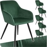 Tectake - ensemble de 6 chaises effet velours ergonomiques vert fonc / noir