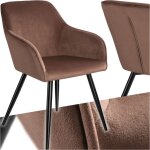 Tectake - chaise rembourre aspect velours dossier ergonomique brun - noir