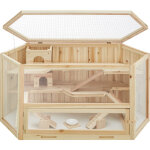Tectake - clapier pour petits rongeurs en bois tiroir int�gr�, bascules de jeu et gamelle inclus