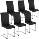 Tectake - ensemble de 6 chaises style scandinave housse en cuir synthétique noir Tectake - ensemble de 6 chaises style scandinave housse en cuir synthétique noir