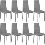 Tectake - lot de 8 chaises avec strass rembourr�es en cuir synth�tique gris