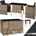 Tectake - salon de jardin pour 2 personnes avec plateau en verre de scurit pliable