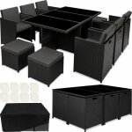 Tectake - salon de jardin avec cadre en aluminium et plateaux en verre de s�curit� 2 sets de housses, ...