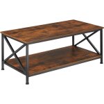 Table basse salon rectangulaire style industriel bois fonc�