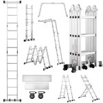 Teeno 3, 6 m �chelle multifonction 7 en 1, 4 x 3 marches �chelle transformable 20 �chelons, �chelle pliante ...