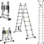 Chelle tlescopique de 5 m (2, 5 + 2, 5) teeno echelle pliante 2 en 1, echelle tlescopique en aluminium, ...