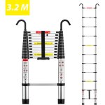 Teeno �chelle t�lescopique en aluminium, 3, 2 m, escabeau telescopique pliable avec barre stabilisatrice ...