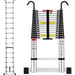 Teeno Échelle télescopique en aluminium, 4, 4 m, escabeau telescopique pliable avec barre stabilisatrice ... Teeno Échelle télescopique en aluminium, 4, 4 m, escabeau telescopique pliable avec barre stabilisatrice ...