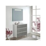 Meuble de salle de bains imperia 3 pices avec lavabo et miroir. livr assembl 90cm avec le vasque dplac ...