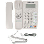 T�l�phone fixe filaire pour bureau et maison, grand �cran blanc, mod�le c199.