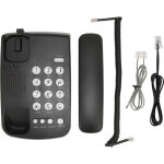 T�l�phone fixe avec haut - parleur, fonction rappel et sourdine, montable au mur ou bureau, noir.