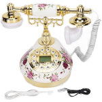 T�l�phone r�tro europ�en en c�ramique avec affichage num�rique de la date - mod�le vintage � fleurs violettes ...