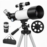 T�lescope astronomique adultes et d�butants 70 mm, t�lescope r�fracteur 40x / 16x tr�pied r�glable, 80 ...