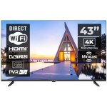 Tlviseur led kiano elegance 43  4k smart tv uhd noir pvr wifi