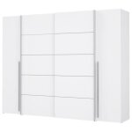 Les tendances - armoire 2 portes battantes + 2 portes coulissantes - blanc mat - l 270, 3 x p 61, 2 x ...
