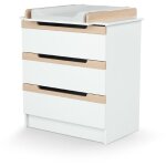 Les tendances - at4 - commode  langer 3 tiroirs en bois carrousel blanc et htre verni
